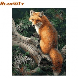 RUOPOTY ramka Fox zwierząt obraz DIY przez numery zestawów nowoczesna obraz ścienny na płótnie na wyjątkowy prezent dzieło sztuk