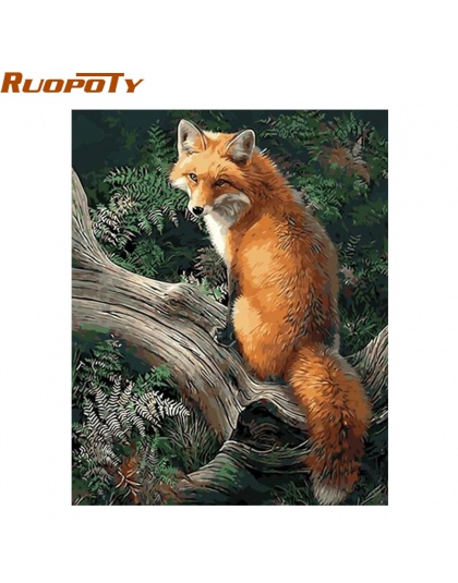 RUOPOTY ramka Fox zwierząt obraz DIY przez numery zestawów nowoczesna obraz ścienny na płótnie na wyjątkowy prezent dzieło sztuk