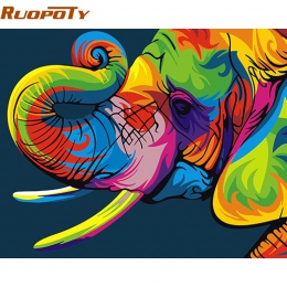 RUOPOTY diy ramki pudełko prezent słoń obraz diy przez numery nowoczesne obraz ścienny zestaw akrylowe farby na płótnie unikalny