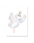 Balet księżniczka przedszkole Nordic plakat jednorożec obraz ścienny na płótnie Swan zdjęcia ścienny do pokoju dziecięcego dziec