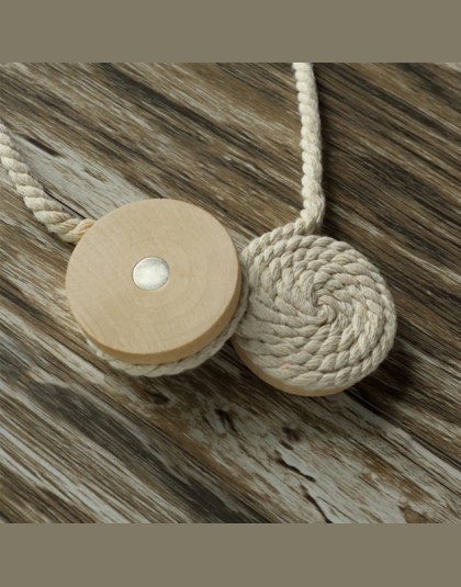 Drewno + magnes + lina bawełniana Pastorale okrągłe drewniane liny bawełniane zasłony magnetyczne zasłony Tieback uchwyt klamra 