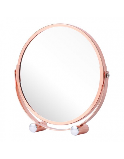 ORZ różowe złoto lustro do makijażu okrągły dwustronny 1X/2X powiększające łazienka biuro w domu pulpit dekoracyjne lustro