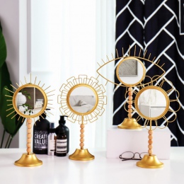 Nordic styl geometryczny kwiat oko projekt złoty żelaza sztuki dekoracyjne lustro pulpit lusterka kosmetyczne domu dekoracje ślu