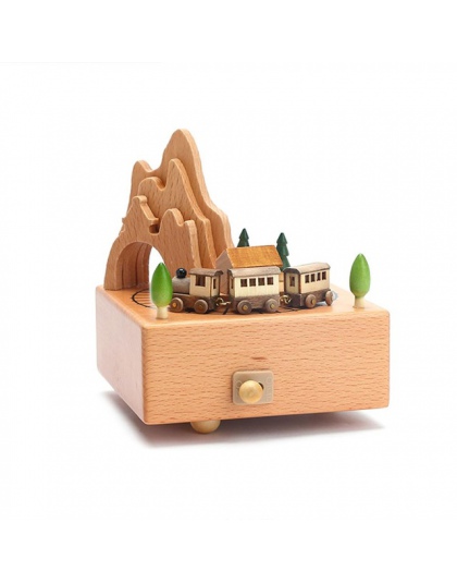 Zakka pudełka drewniane karuzela muzyczna pozytywka Kawaii rzemiosło drewna Retro prezent urodzinowy w stylu Vintage akcesoria d