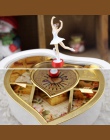 W kształcie serca w kształcie serca taniec baleriny pozytywka biżuterii karuzela obrotowe Music Box prezent dla dziewczyn D