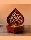 Kreatywny w kształcie serca Vintage drewno rzeźbione mechanizm pozytywka wiatr Up Music Box prezent na boże narodzenie/urodziny/