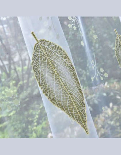Dyrektyw ”naturowych” sheer tulle okno zasłony do salonu sypialni kuchni nowoczesne tiulowe zasłony zielone liście tkaniny rolet