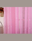 Dzieci sypialnia białe drukowane gwiazdy okna zasłony Tulle różowy sypialnia kurtyna dekoracyjna niebieskie gwiazdy Sheer zasłon