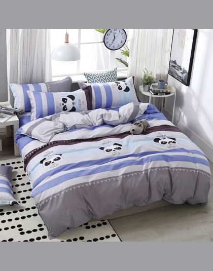 4 sztuk/zestaw wysokiej jakości wygodne Panda Cartoon drukarnie rodzina zestaw pościel łóżko okładziny kołdra pokrywa prześciera