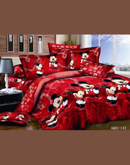 100% bawełna czerwony kolor Mickey Mouse kołdra/kołdra pokrycie płaskiego arkusza Twin pełna królowa łóżko king-size pościel pos
