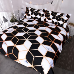 BlessLiving geometria pościel zestaw czarny biały kołdra pokrywa zestaw marmurowy druk bloki Cube łóżko okładka modne narzuty kr