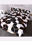 BlessLiving geometria pościel zestaw czarny biały kołdra pokrywa zestaw marmurowy druk bloki Cube łóżko okładka modne narzuty kr