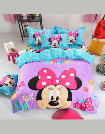 Dla dzieci Mickey Minnie Mouse kołdra pokrywa obecny pościel 3d zestawy pościeli dla pełna królowa 2 sztuk/3 sztuk łóżko kapa na