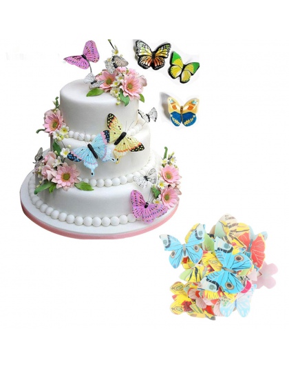 42 sztuk/partia mieszane motyl jadalne kleisty opłatek papier ryżowy ciasto Cupcake wykaszarki na narzędzie do dekoracji ciast u