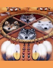 BlessLiving wilki Dreamcatcher pościel zestaw Native American Indian wilk kołdra pokrywa zachodniej dzikie zwierzę Tribal 3D łóż