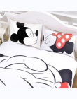 Disney Cartoon Mickey Minnie 3D druku zestaw pościeli bawełnianej dla dorosłych Twin pełna królowa król biały czarny dekoracyjne