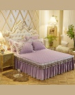 Europejski luksusowe narzuty i 2 sztuk poszewka na poduszkę gruba bawełna falbanka na ramę łóżka z koronki krawędzi Twin królowa
