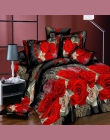 BEST. WENSD luksusowe 3d-red Rose-żakardowe dekoracje ślubne 3/4 sztuk zestaw pościeli poszwa na kołdrę w rozmiarze king zestawy