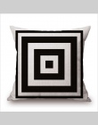 Poszewka na poduszkę czarny i biały wzór poszewka bawełniana pościel drukowane 18x18 cali geometria Euro poszewki na poduszki da