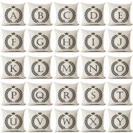 Litery alfabetu angielskiego drukowane bawełniane lniana poszewka na poduszkę dekoracyjne biuro domu rzuć Pillow pokrywa Cojines