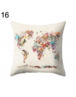 18 Cal plac mapa świata druku poszewka na poduszkę Home Room miękkie bawełniana poszewka na poduszkę