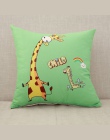 YWZN Cute Cartoon poduszka we wzór przypadku zwierząt kot żyrafa słoń dekoracyjne poszewki na poduszki anglii poszewka na podusz