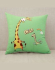 YWZN Cute Cartoon poduszka we wzór przypadku zwierząt kot żyrafa słoń dekoracyjne poszewki na poduszki anglii poszewka na podusz