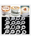 16 sztuk wzornik do kawy filtr ekspres do kawy Cappuccino kawy Barista formy szablony posypać kwiaty Pad Spray sztuki narzędzia 