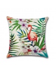 YWZN tropikalne rośliny dekoracyjne poszewki na poduszki Flamingo bawełna pościel rzuć poszewka na poduszkę poduszki kwiaty podu