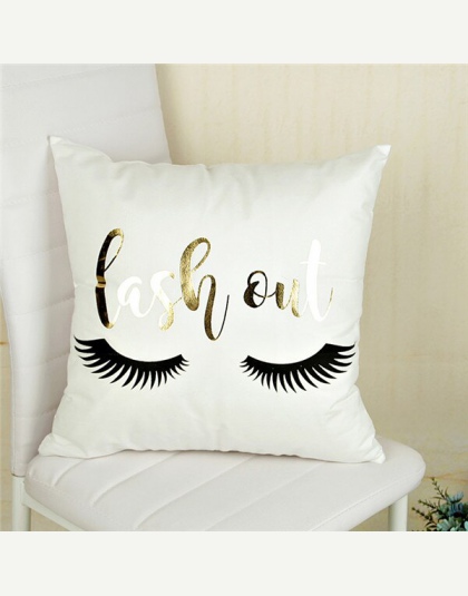 Bling cekiny brązujący poszewka na poduszkę poduszki skrzynki pokrywa poduszka Art Stripe usta rzęs czarny biały złoty sypialnia