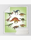 BeddingOutlet rodzinie dinozaurów koc dla dzieci kreskówka z mikrofibry jurajski pluszowe koc typu sherpa na kanapa z funkcją sp