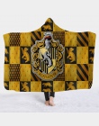 Harry Cartoon Potter Gryffindor Slytherin Ravenclaw Hufflepuff 3D drukowane pluszowe koc z kapturem Warm zdatny do noszenia rzuc