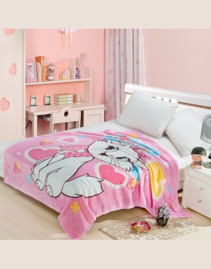 Disney Marie kot koral polar rozmyte koce na łóżko/Sofa klimatyzacja do spania pokrywa pościel rzuca prześcieradło dla dzieci dz