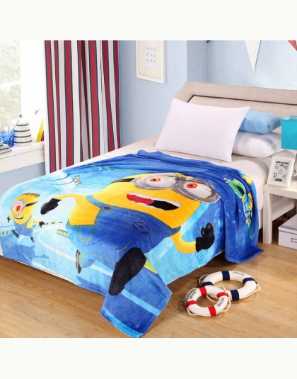 Gorąca sprzedaż Cute Cartoon miniony koc dla dzieci prezent Super Hero Doraemon ściegu koral polar koc rzut na łóżko, sofa, 150x