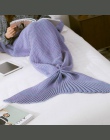 Miękkie dziergany koc w kształcie ogona syrenki przędzy ręcznie na szydełku syrenka koc dla dorosłych dzieci rzut łóżko Wrap spa