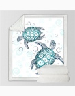 BeddingOutlet żółwie Sherpa koc dla dzieci dorośli żółw miękki pluszowy koc ozdobny Sofa niebieski zielony morski zwierząt cienk