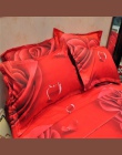 200*203 CM 3D Rose zestawy pościeli czerwony ziarna Rose królowa 4 sztuk kołdra pokrywa prześcieradło poszewka na poduszkę pości