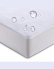 Bawełna Terry materac wodoodporny okładka łóżko miękka okładka materac osłona ochronna Anti-Mite biały prześcieradło przepuszcza