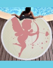 Lato okrągły ręcznik plażowy z mikrofibry koło wróżka Cupid skrzydła druku prysznic ręczniki kąpielowe mata do jogi koc toalla d