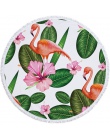 XC USHIO 2019 najnowszy Flamingo okrągły ręcznik plażowy z mikrofibry duży ręcznik kwiat liść koc drukowane Toalla pomponem gobe
