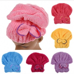 1 sztuk tekstylia domowe z mikrofibry stałe włosy Turban szybko suche włosy kapelusz owinięty ręcznik do kąpieli 5 kolory dostęp