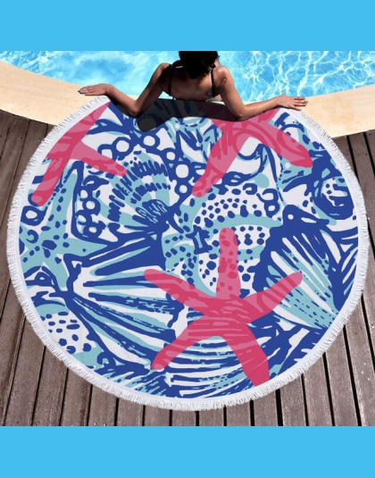 Lilly styl rozgwiazda okrągły ręcznik plażowy 150*150 cm z mikrofibry kwiatowy ręczniki kąpielowe 470G koc piknikowy nadmorski g