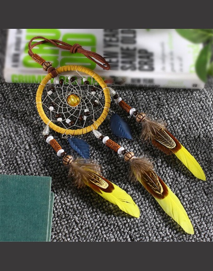 1 pc ręcznie indyjski Dream Catcher netto z pióra wiatr kuranty ściany wiszące Dreamcatcher ozdoby do dekoracji domu wisiorek