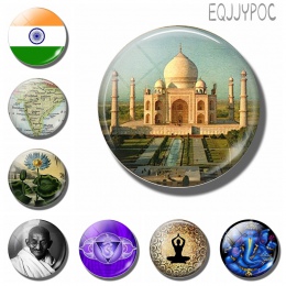 Taj Mahal magnesy na lodówkę 30 MM indie punkt orientacyjny flaga mapa yoga Ganesha lodówka szklana pamiątkowy magnes magnetyczn