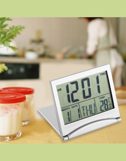 Nowy cyfrowy wyświetlacz LCD termometr kalendarz budzik elastyczny pokrowiec zegar na biurko nowoczesny design