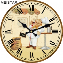 MEISTAR moda zegary ścienne rysunek gotować Design cichy trwałe kuchnia biuro salon malarstwo dekoracyjne sztuki zegarki ścienne