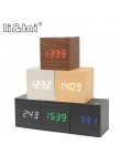 Multicolor Cube LED budzik drewniany nowoczesny dźwięk sterowania kwadratowych pulpit tabela termometr cyfrowy drewno USB/AAA da