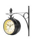 Charminer dwustronne okrągłe do montażu na ścianie zegarek ogród w stylu Vintage Retro wystrój domu metalowa rama szkło tarcza p
