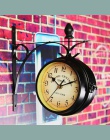 Charminer dwustronne okrągłe do montażu na ścianie zegarek ogród w stylu Vintage Retro wystrój domu metalowa rama szkło tarcza p