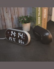 LED cyfrowy budzik z temperaturą Reveil zegarek USB elektroniczny zegary stołowe owalne lustro zegar na biurko Despertador
